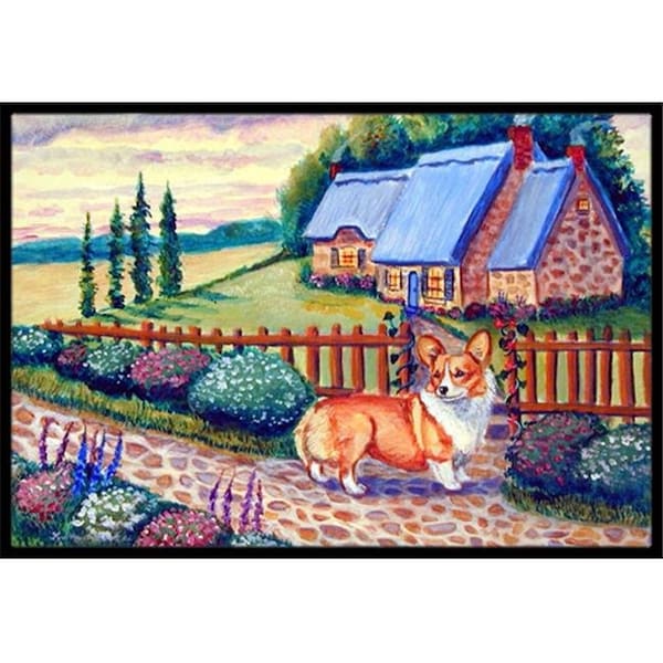 Carolines Treasures Carolines Treasures 7168MAT 18 x 27 in. Pembroke Corgi at the Cottage Indoor Outdoor Mat 7168MAT - main